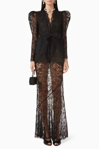 V-neck Peplum Dress in Lace