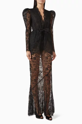 V-neck Peplum Dress in Lace