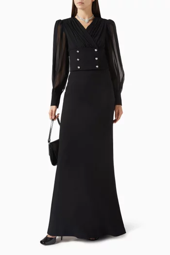 بلوزة بأزرار صوف وكريب