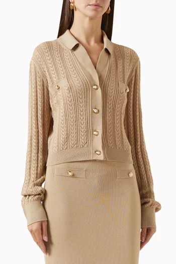 كارديغان نسيج مفرغ