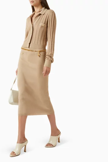 تنورة متوسطة الطول بقصة مستقيمة مزيج قطن