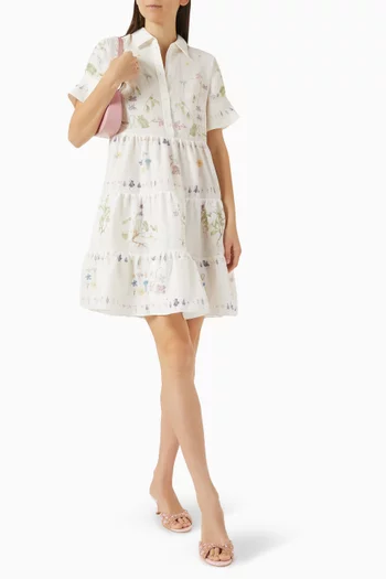 Printed Mini Dress in Linen