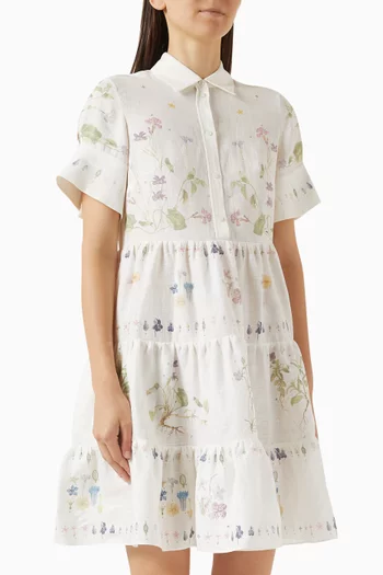 Printed Mini Dress in Linen