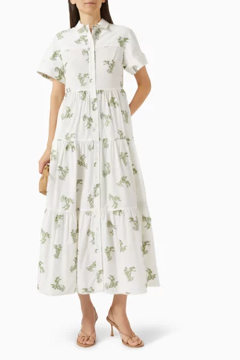 Printed Tiered Dress in Cotton