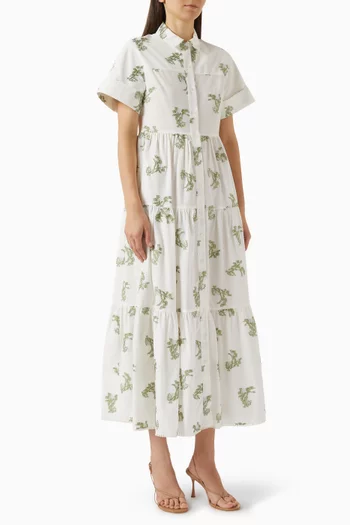 Printed Tiered Dress in Cotton