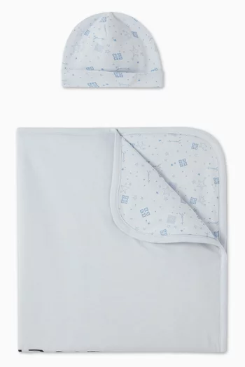 طقم هدايا بطانية وقبعة بشعار الماركة