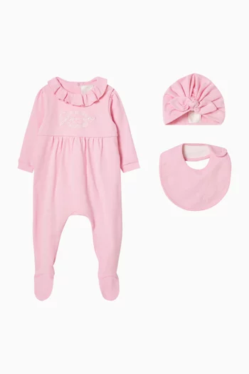 Ruffled Sleepsuit Set in Cotton-knit