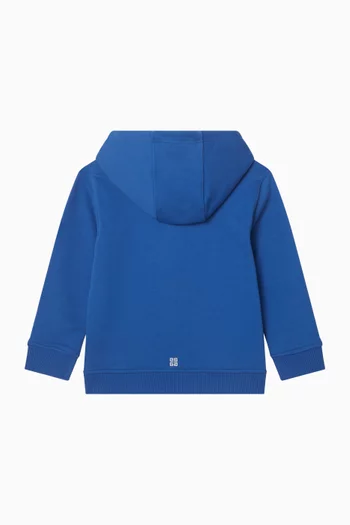 كنزة بغطاء رأس وتطريز شعار الماركة صوف قطني