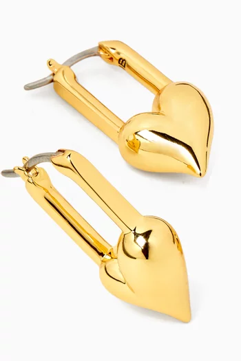 Padlock Heart Huggies in 14kt Gold-plated Brass