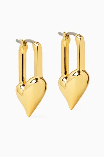 Padlock Heart Huggies in 14kt Gold-plated Brass