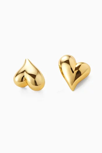 Art Heart Button Earrings in 14kt Gold-plated Brass