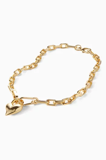 Padlock Heart Pendant Necklace in Gold-plated Brass