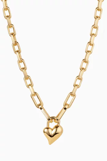 Padlock Heart Pendant Necklace in Gold-plated Brass