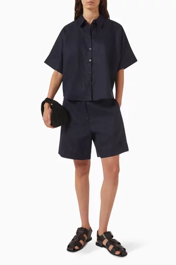 Tailored Elasticated-waist Shorts in Linen