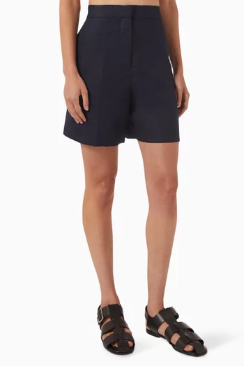 Tailored Elasticated-waist Shorts in Linen