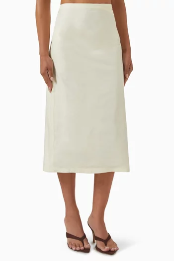 Drawstring Midi Skirt in Cotton