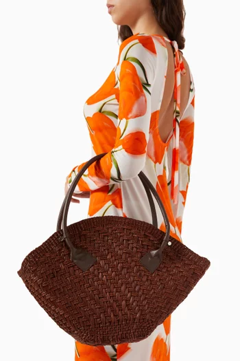 Thick Weave Maxi Basket Bag in Toquilla Straw