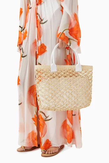 Open Weave Tote in Toquilla Straw