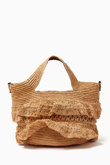 Medium Ruffle Bag in Toquilla Straw