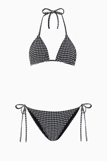 طقم بيكيني سابرينا بنقشة مربعات غينغهام قماش سيرساكر