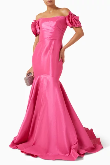 Off-shoulder Mermaid Gown in Mikado