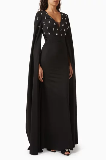 Embellished Cape Gown