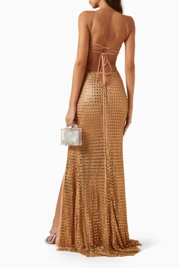 Embellished Cut-out Gown