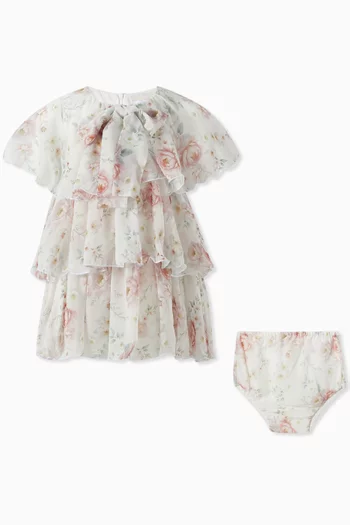Floral-print Dress & Bloomers in Chiffon