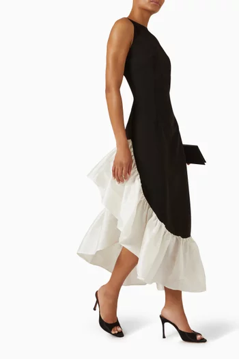 Frida Midi Dress in Crepe & Taffeta