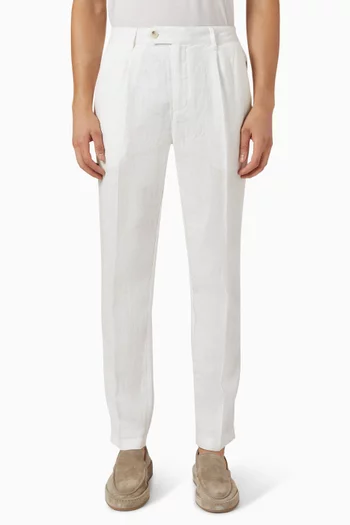 Tapered Pleated Pants in Linen