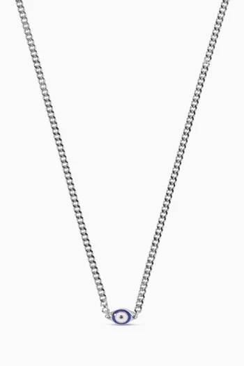 Single Blue Eye Necklace in Silver