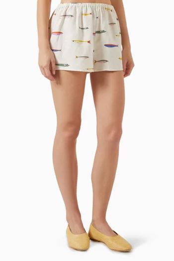 Paddle Printed Shorts in Linen