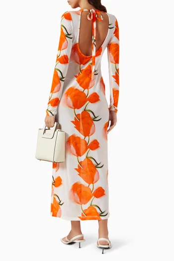Selene Tulip Maxi Dress in Nylon Blend