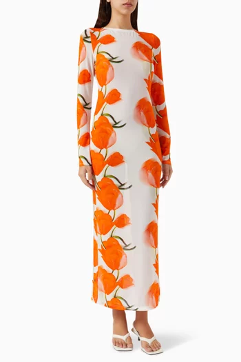 Selene Tulip Maxi Dress in Nylon Blend