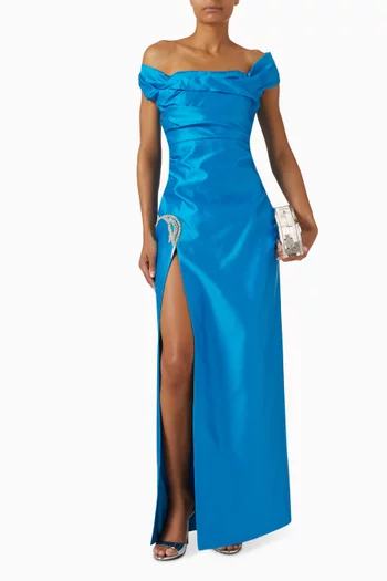 Bailey Off-shoulder Gown in Silk Wool