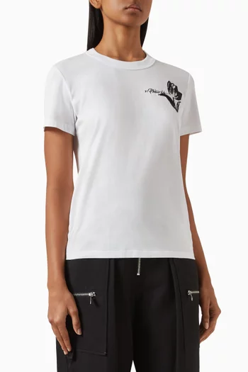 Tulip-embroidered Crop T-shirt in Cotton-jersey
