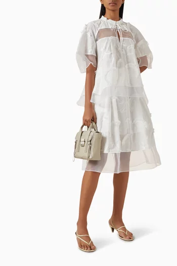 Tie-waist Organza Combo Midi Skirt