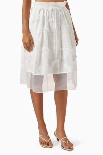 Tie-waist Organza Combo Midi Skirt