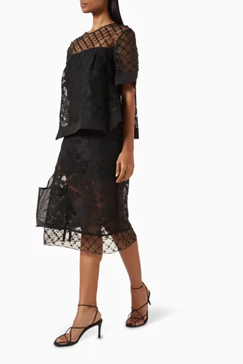 Corded Lace Organza Skirt