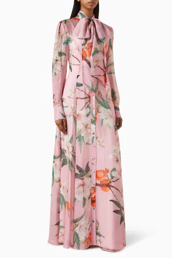 فستان ليليث طويل برباط عند الرقبة