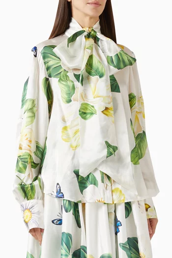 بلوزة فريا برباط عند الرقبة حرير