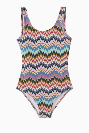Zigzag One-piece Swimsuit in Jersey