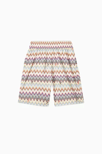 Chevron Print Swim Shorts in Nylon