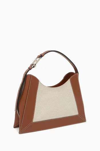 Nuvola Large Hobo Bag in Canvas & Leather