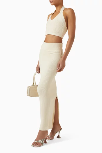 تنورة منسوجة بقصةمستقيمة قطن