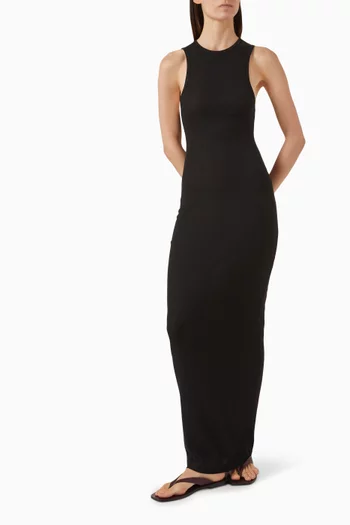 فستان طويل بحمالات بتصميم رياضي قطن جيرسيه