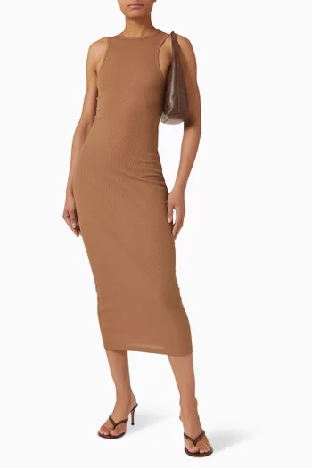 فستان طويل بتصميم رياضي في الخلف قطن وجيرسيه