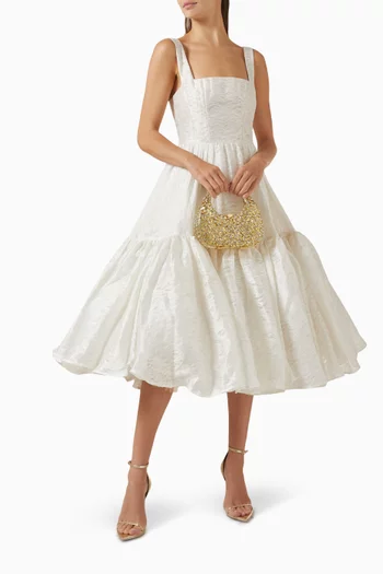 Tiara Midi Dress in Jacquard