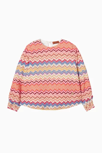 Zigzag Knit Top in Cotton Blend