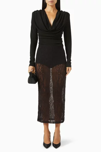 بلوزة بفتحة رقبة مطوية جيرسيه